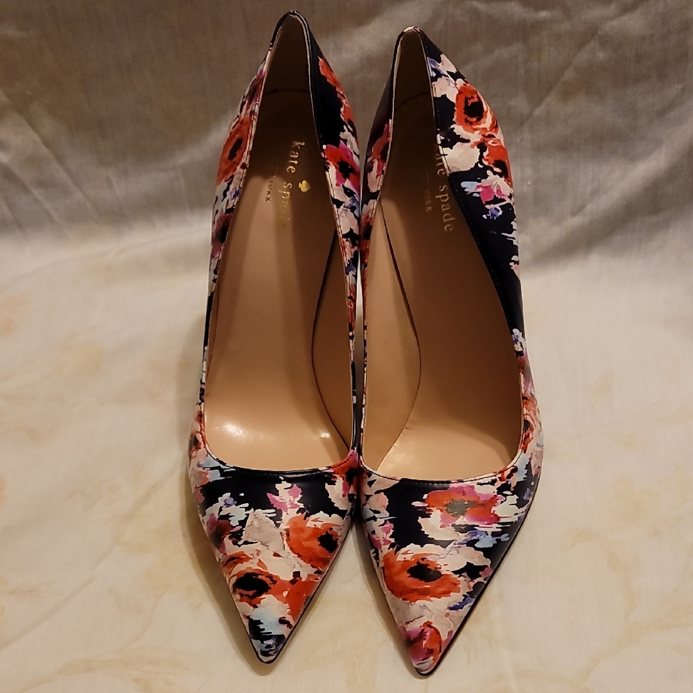 Kate Spade Floral Heels - Black and Pink